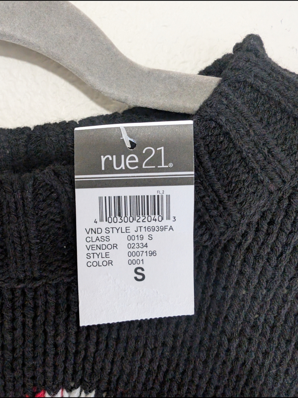 Rue21 Black Knit Sweater with Red Mushroom Motif Size Small - Picture 3 of 5